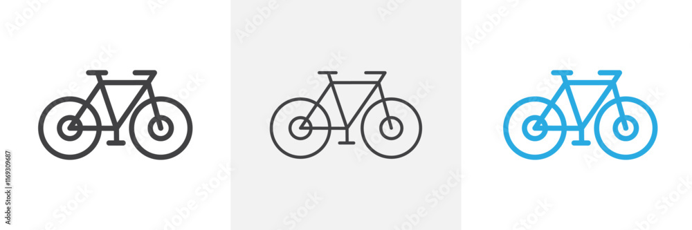Bicycle icons in black and colored versions Bicycle icons in black and colored versions