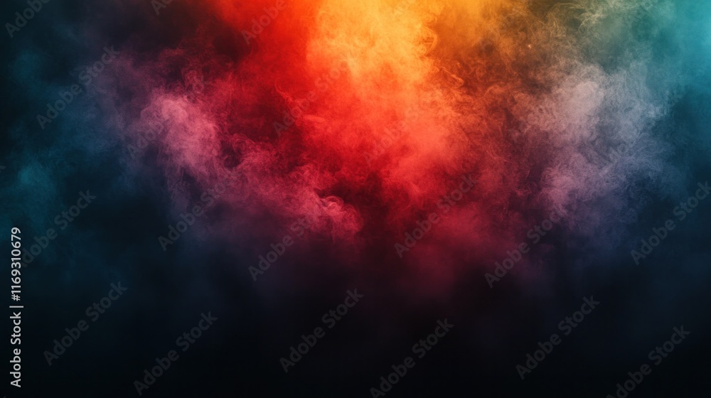 Dramatic and Captivating Image of a Colorful Explosion of Smoke Vapor and Light Creating a Powerful Surreal and Digital Art Inspired Atmosphere
