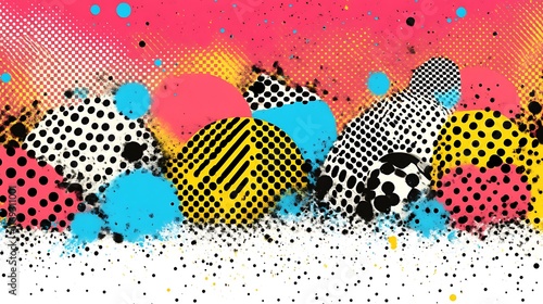 Wallpaper Mural Abstract Colorful Pattern With Geometric Shapes And Dots Torontodigital.ca