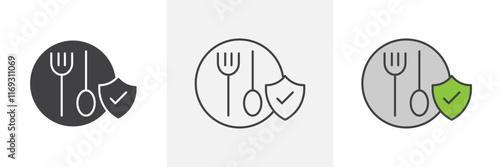 Food safety icons in black and colored versions