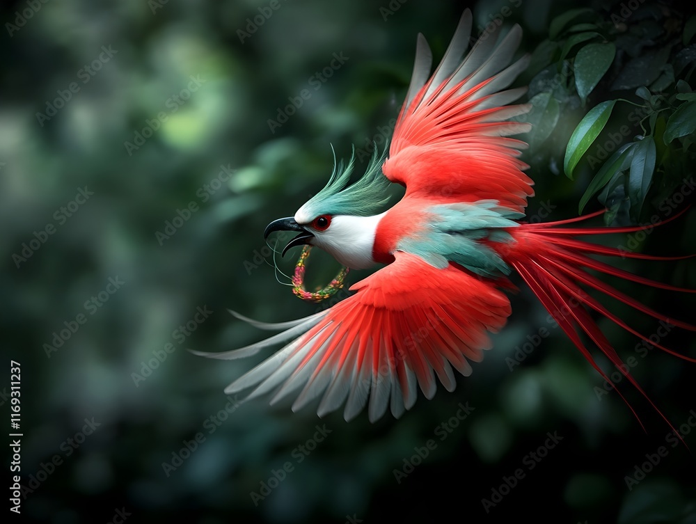 Fototapeta premium Exotic birds with shimmering kaleidoscopic plumage engage in a mesmerizing pheromone driven mating ritual