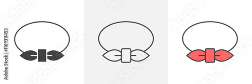 Hair tie icons in black and colored versions