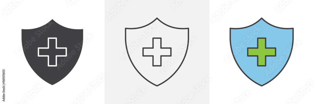 Immune guard icons in black and colored versions Immune guard icons in black and colored versions