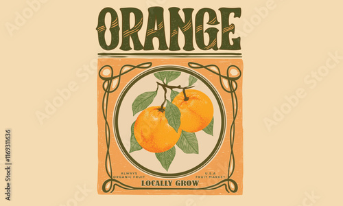 Oranges fruit artwork. Organic food artwork for for t-shirt. Organic farm poster design. Orange art. Fresh orange fruit print. Nature fruit club print design. 