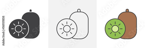 Kiwi icons in black and colored versions