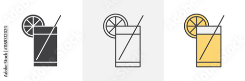 Lemonade icons in black and colored versions