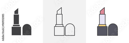 Lipstick icons in black and colored versions