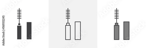 Mascara icons in black and colored versions