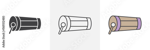 Muslim drum icons in black and colored versions