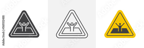 Mud warning signs set in black and colored versions