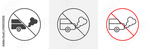 No exhaust gases sign vector in black and colored versions