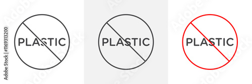 No plastic sign vector in black and colored versions