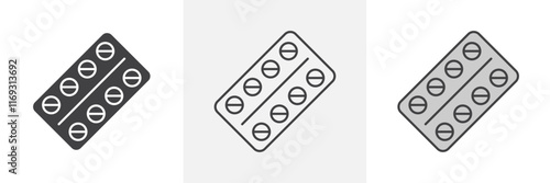 Oral contraception icons in black and colored versions