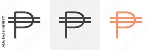Philippine currency icons in black and colored versions