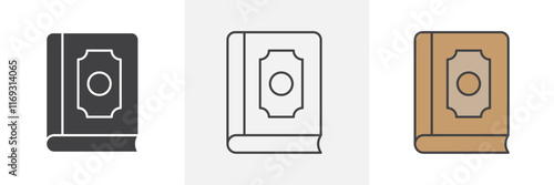 Quran kareem icons in black and colored versions