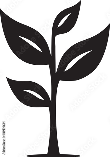 Silhouette vector of a sprouting plant, perfect for eco-friendly designs, growth concepts, and nature themes. High-quality, editable EPS file for versatile use.