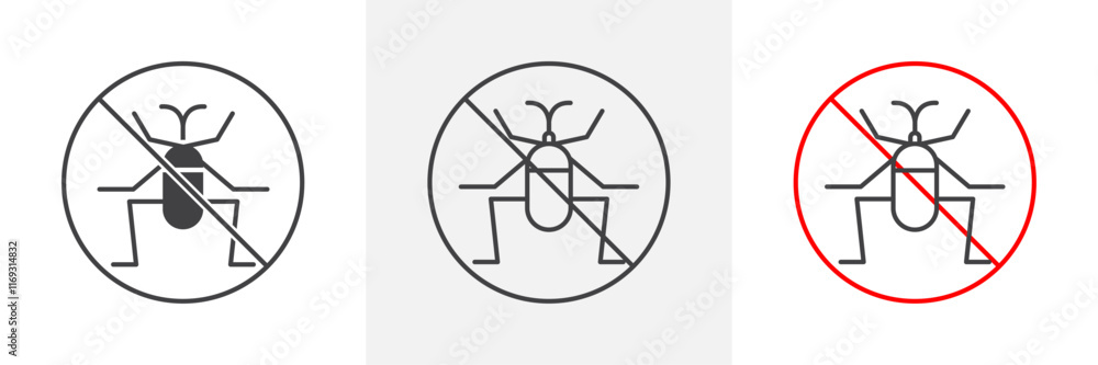 Stop insect signs set in black and colored versions Stop insect signs set in black and colored versions