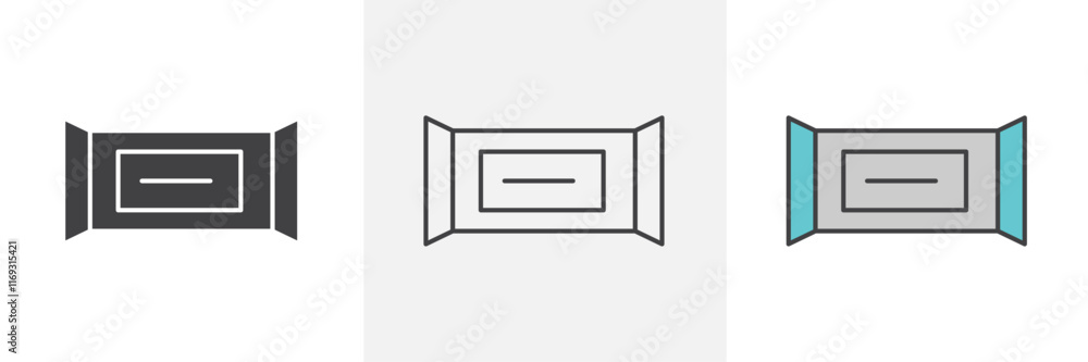 Wipes pack icons in black and colored versions Wipes pack icons in black and colored versions