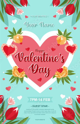 Valentines Day Flyer Illustration Template