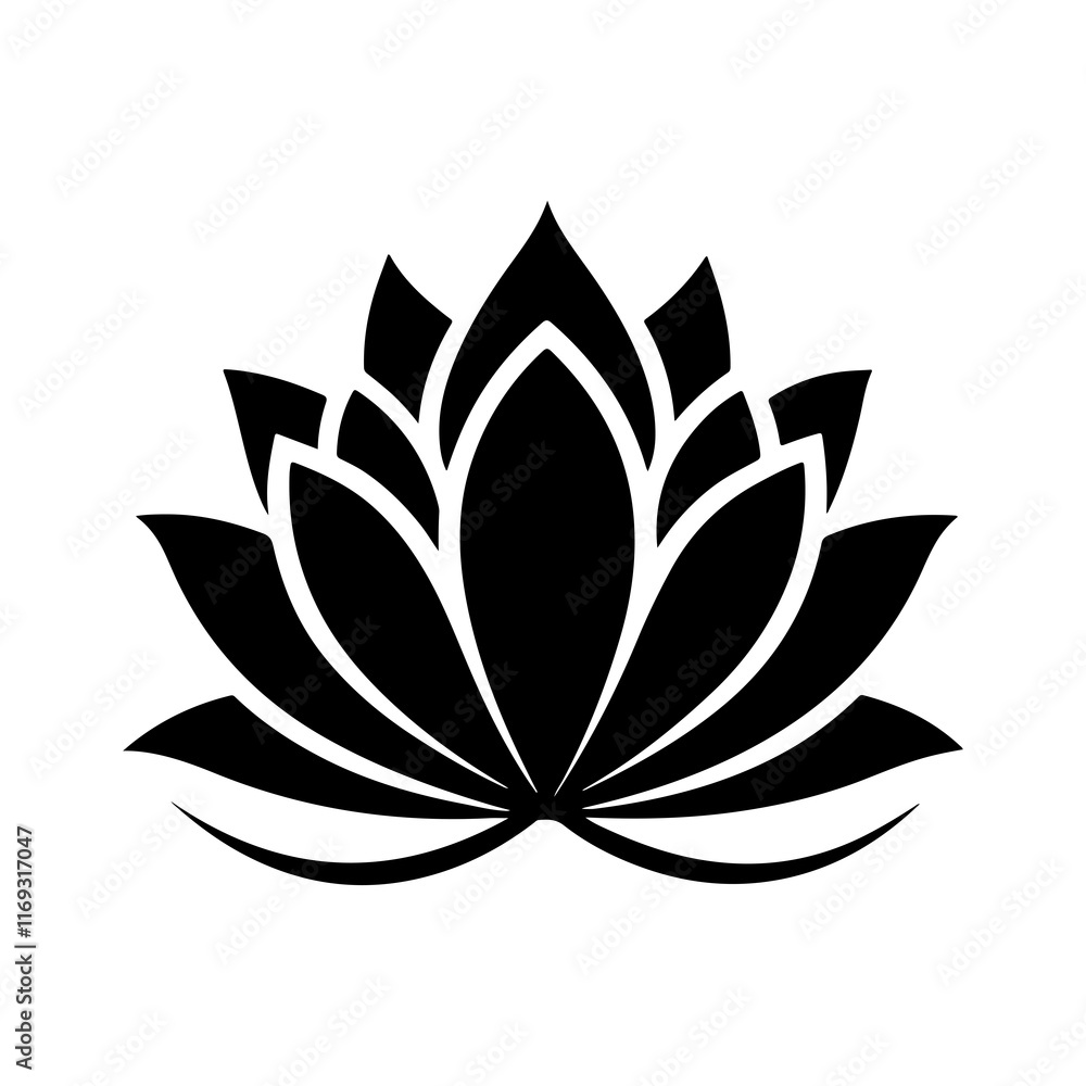 Elegant Lotus Flower Silhouette for Mindful Art Elegant Lotus Flower Silhouette for Mindful Art