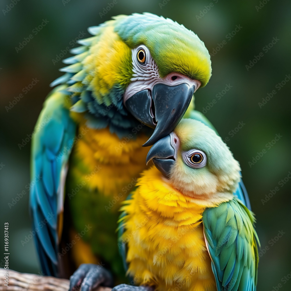 Parrot with her baby.