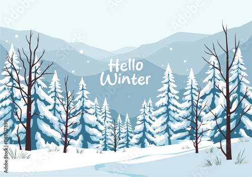 Hello Winter Vector Illustration