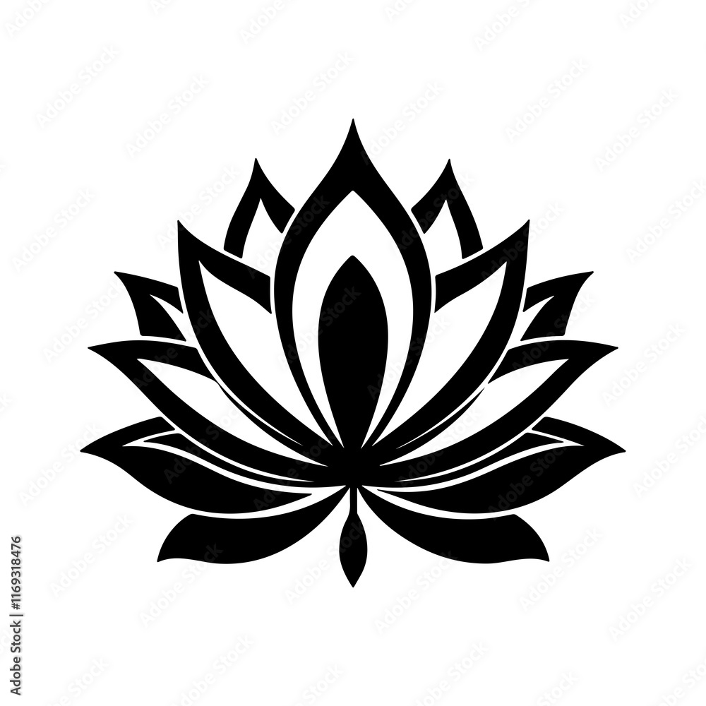 Minimal Lotus Flower Silhouette Vector for Meditation Designs Minimal Lotus Flower Silhouette Vector for Meditation Designs