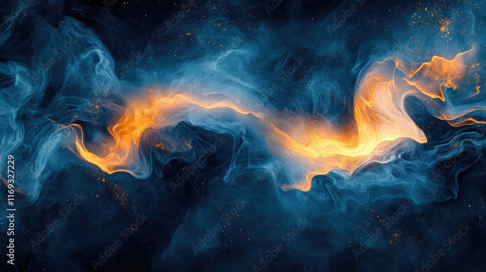Fototapeta premium A textured background of smoke filling the frame with intricate, flowing patterns of vapor against a dark backdrop, enhancing the depth of the scene