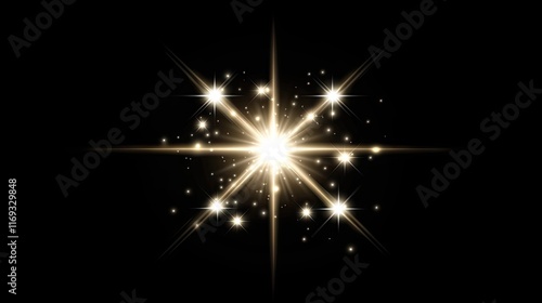 Wallpaper Mural Golden light flare with sparkling stars. Ideal for festive designs, holiday cards, or adding a touch of magic to any project. Torontodigital.ca