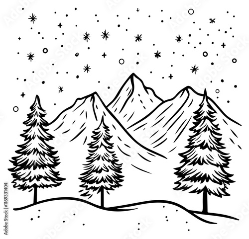 Winter Berge Schnee Illustration