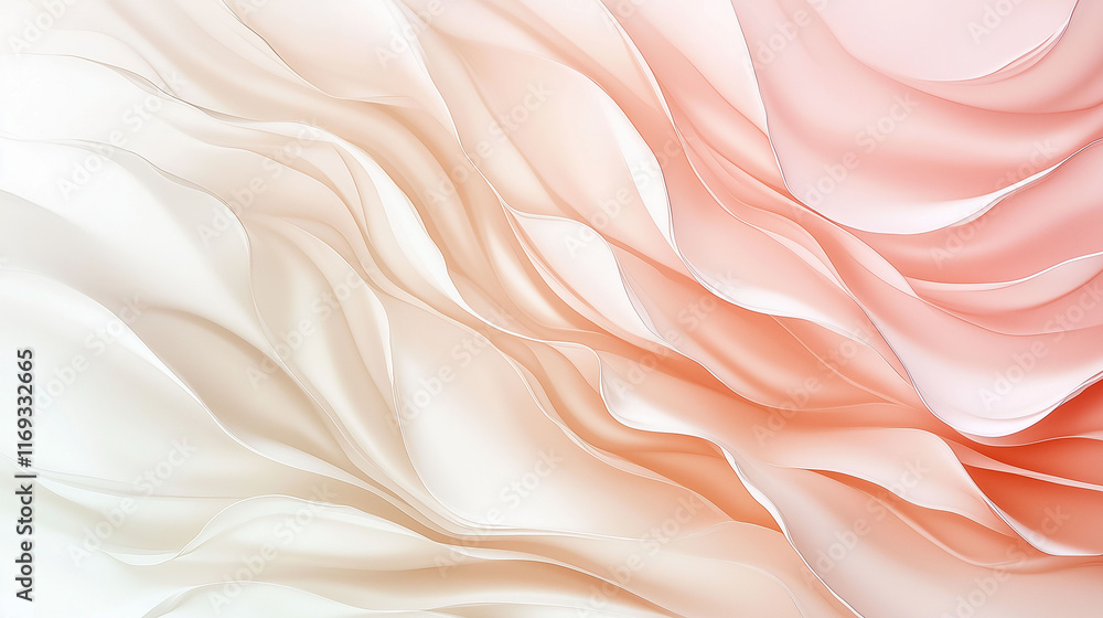 Fototapeta premium Abstract waves of soft pink and cream flowing harmoniously across the canvas highlighting elegance and tranquility