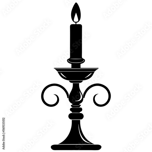 Candle holder silhouette vector illustration