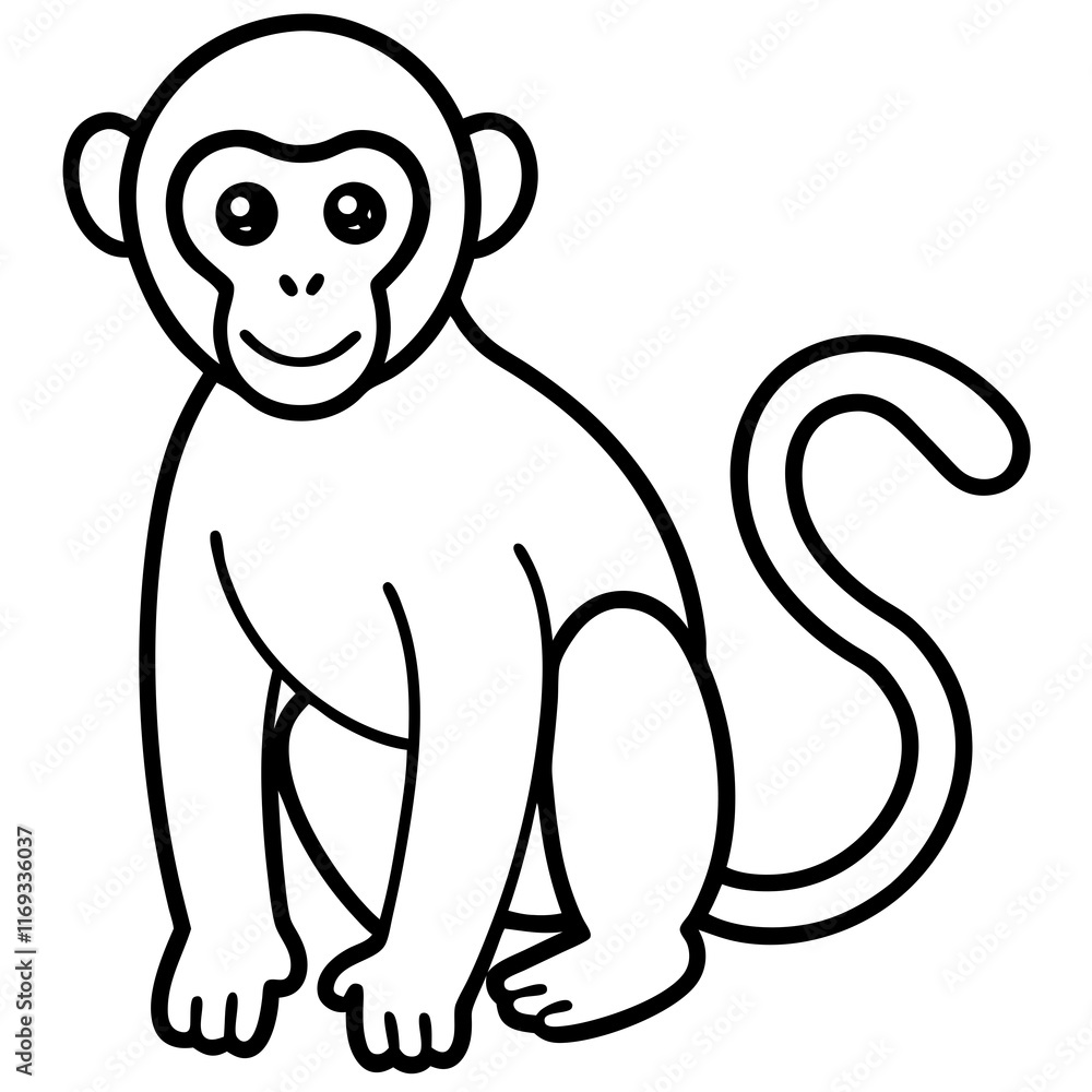Fototapeta premium Coloring page line art Monkey orange vector