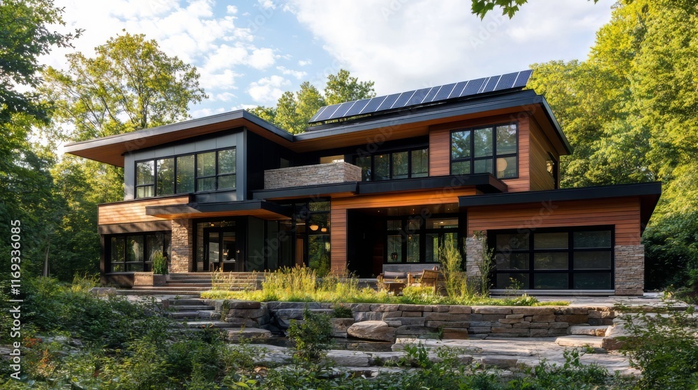 Stunning Modern House Design with Solar Panels and Exquisite Landscaping Stunning Modern House Design with Solar Panels and Exquisite Landscaping