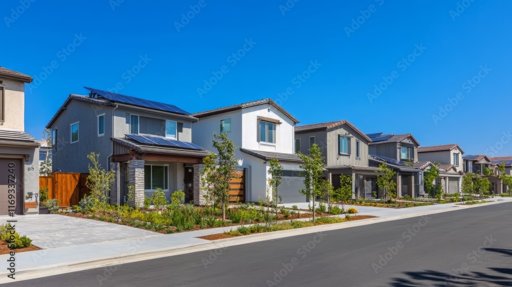 Modern Homes in a Quaint Neighborhood: Stunning Street View Modern Homes in a Quaint Neighborhood: Stunning Street View