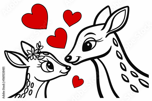 Valentine Heart Hugger: Elegant Vector Line Art in White