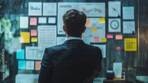 Business Planning Calendar Agenda work schedule and Project management concept. Businessman manages time for effective work with Calendar on virtual screen. Time management. Reminder appointment photo