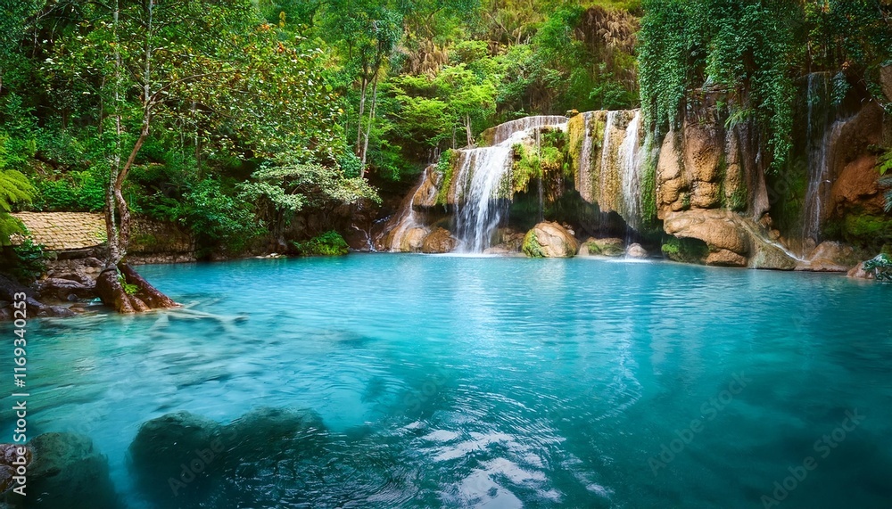 Naklejka premium tropical waterfall in the jungle