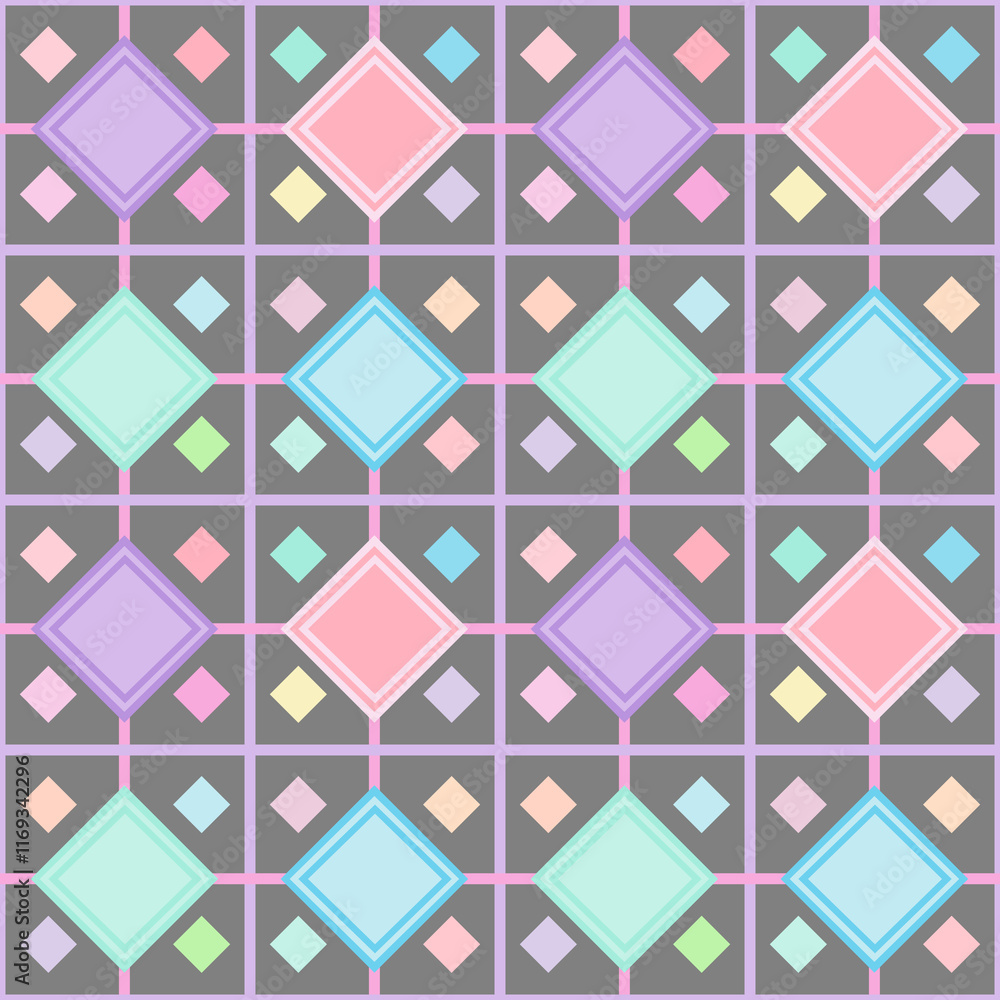 Diamond Pastel Colorful on Seamless Pattern. Tile style. Vector. Diamond Pastel Colorful on Seamless Pattern. Tile style. Vector.