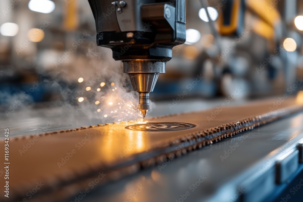 A CNC machine precisely engraves designs onto leather, illustrating the intersection of traditional craftsmanship and modern technology in product personalization. A CNC machine precisely engraves designs onto leather, illustrating the intersection of traditional craftsmanship and modern technology in product personalization.