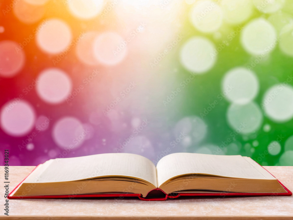 Open Book on Table with Bokeh Background Open Book on Table with Bokeh Background