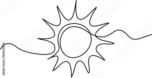 Sun continuous one line drawing vector illustration