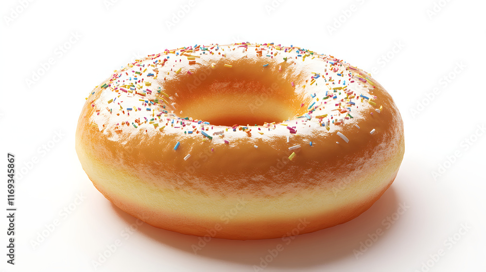 A Glazed Donut Topped With Colorful Sprinkles A Glazed Donut Topped With Colorful Sprinkles