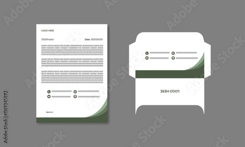 Creative modern minimalist letterhead and envelope set design template