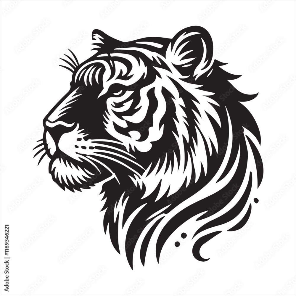 Fototapeta premium tiger head silhouette vector