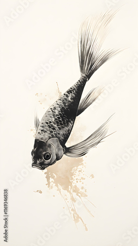 The Seamless Harmony of Nature and Art: A Classic Japanese Gyotaku Fish Print photo