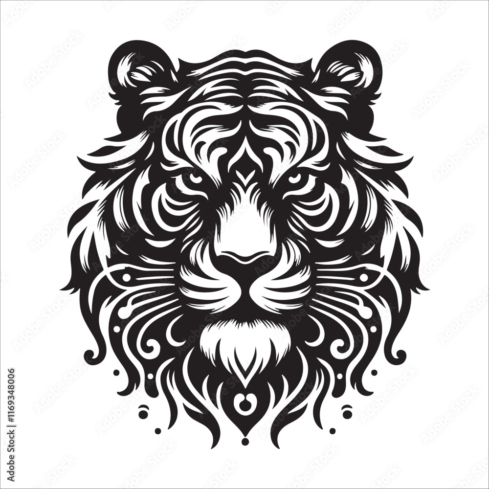 Obraz premium tiger head silhouette vector