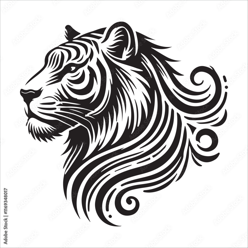 Obraz premium tiger head silhouette vector