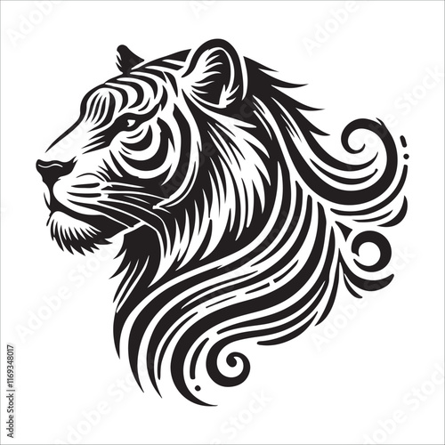 Wallpaper Mural tiger head silhouette vector Torontodigital.ca