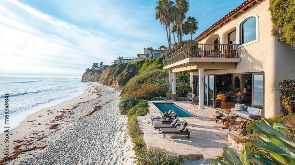 Fototapeta premium A beach getaway is ideal for relaxation and sunshine.